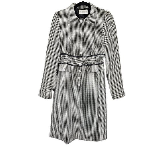 Liz Claiborne Vintage Houndstooth Black And White Button Down Coat - Picture 1 of 8